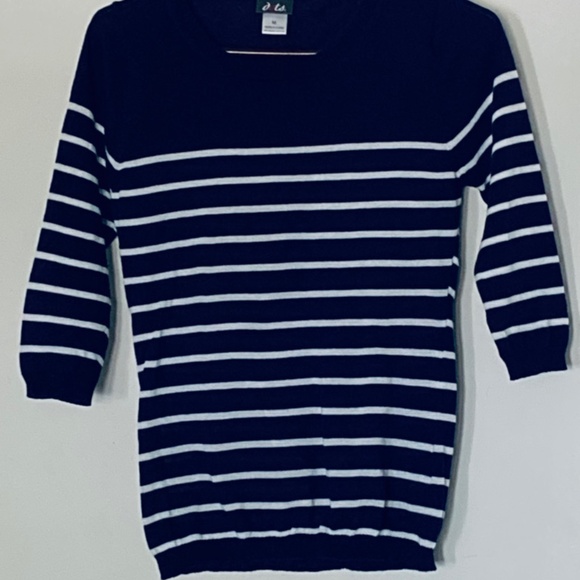 Nautical vibes Navy stripe Sweater sz M - Picture 1 of 7